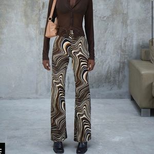 Motel rocks ZOVEN FLARE TROUSER IN 70'S RIPPLE